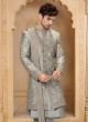 Designer Groom Wear Sherwani In Pista Green Color